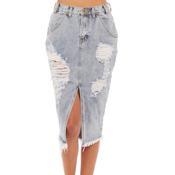 One Teaspoon WHISKEY CADILLAC SKIRT IN DENIM - Picture 4 of 8